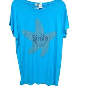 Julia‎ oversized smile star beaded women’s tee size S/M
